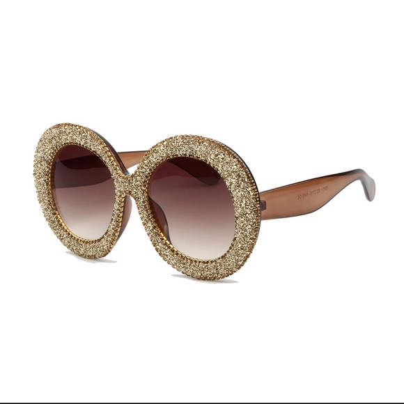 Accessories - Oversized Bling Rhinestones Round sunglasses